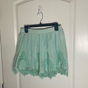 Elegant Mint Green Lace Skirt